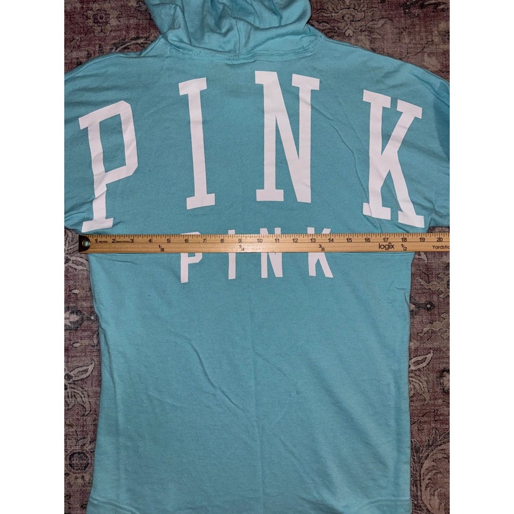 PINK Victoria's Secret Aqua Blue Oversized Hoodie Sweatshirt XS Pullover Logo - Picture 4 of 5